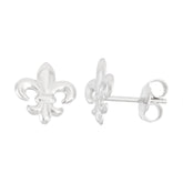 Sterling Silver Shiny Fluer De Lis Stud Earrings